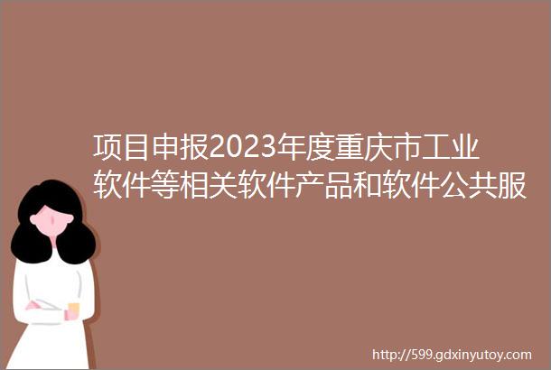 项目申报2023年度重庆市工业软件等相关软件产品和软件公共服务平台